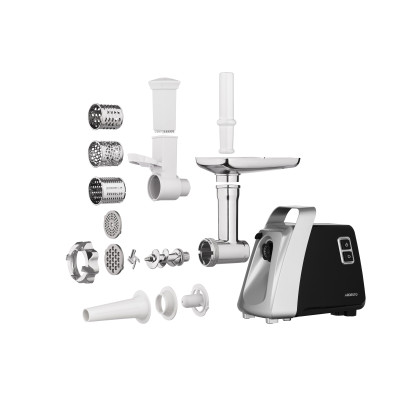 ARDESTO М'ясорубка MGK-2100 - 2100 Вт/2,0кг-хв/4 тертки/томат. сок./бургер-прес/срібл.+чорн.