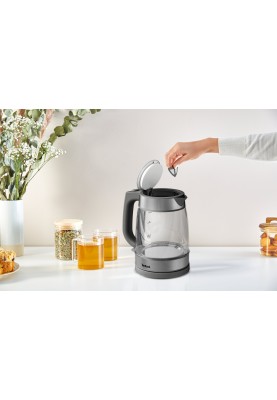 Tefal Електрочайник Glass Kettle, 1,7л, скло, сірий