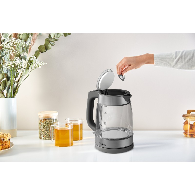 Tefal Електрочайник Glass Kettle, 1,7л, скло, сірий