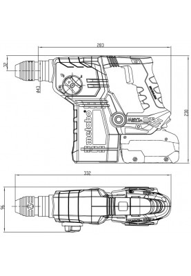 Metabo Перфоратор KH 18 LTX BL 24 акумуляторний, LiHD, 18В 2*4Ач, SDS-plus, 2.2Дж, 3 режими, 0-1280об/хв, metaBOX 165 L, 2.7кг