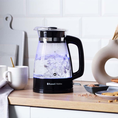 Russell Hobbs Електрочайник Russell Hobbs Hourglass 1.7л, скло, підсвічування, чорно-сріблястий