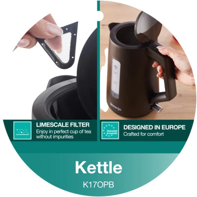 Gorenje Електрочайник 1.7л, Strix контроль, чорний матовий