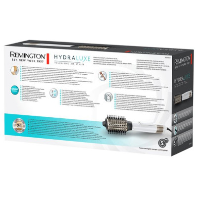 Remington Фен-щітка HydraLuxe, 1200Вт, 3 режими, іонізація, хол. обдув, кераміка, білий