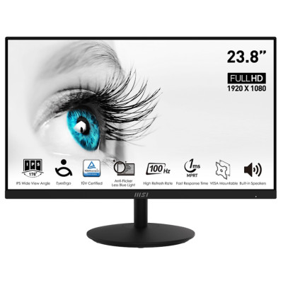 MSI Монітор 23.8" PRO MP242A D-Sub, HDMI, DP, MM, IPS, 100Hz, 4 ms, sRGB 100%