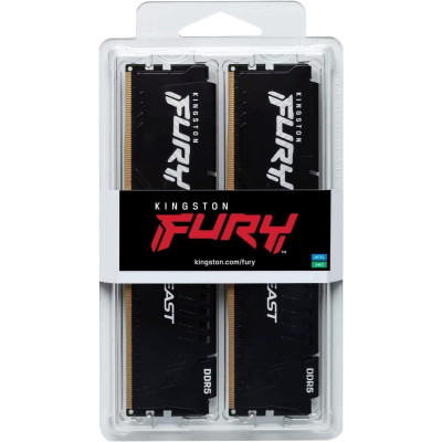 Kingston Пам'ять ПК DDR5 64GB KIT (32GBx2) 6000 FURY Beast Black EXPO
