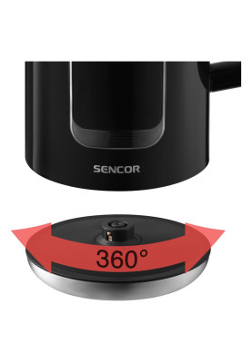 Sencor Електрочайник 1.7л, Strix, LED дисплей, підвійні стінки, сенс. керування, чорний