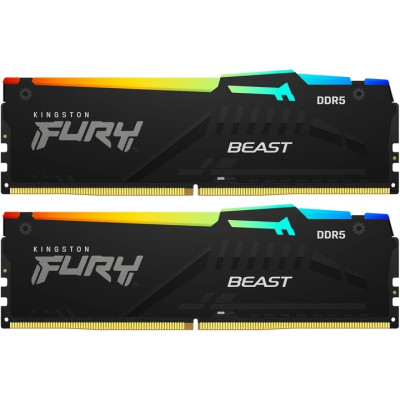 Kingston Пам'ять ПК DDR5 128GB KIT (64GBx2) 5600 FURY Beast RGB