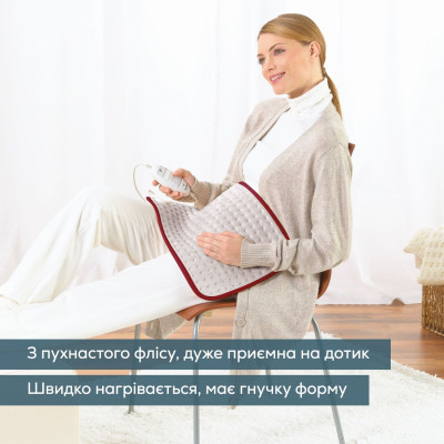 Beurer Електрогрілка, 33х44см, 100Вт, 3 режими, авт. вимкн. через 90 хв, мікроволокно, біло-червоний Beurer Електрогрілка, 33х44см, 100Вт, 3 режими, авт. вимкн. через 90 хв, мікроволокно, біло-червоний