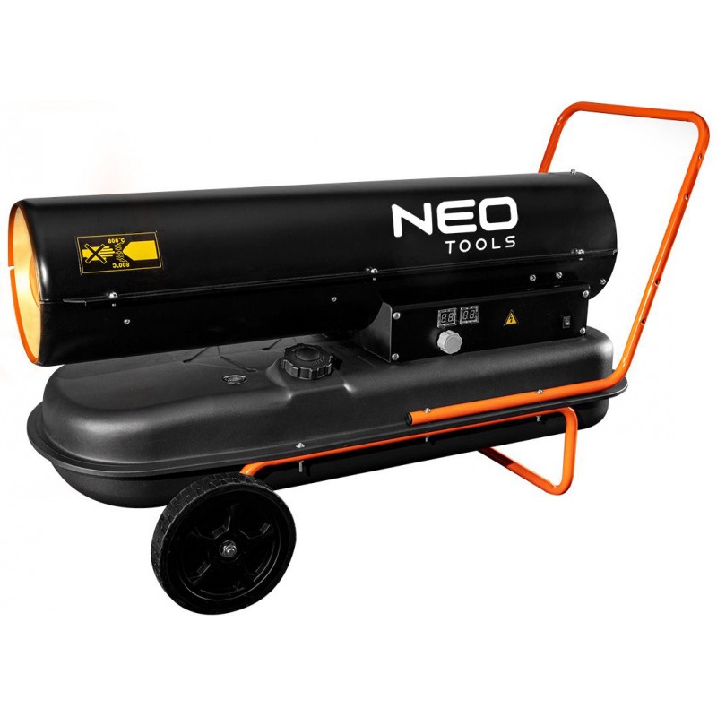Neo Tools Теплова гармата дизель/гас, 50 кВт, 1100м3/год, прямого нагріву, бак 50л, витрата 4.7л/год, IPX4, колеса