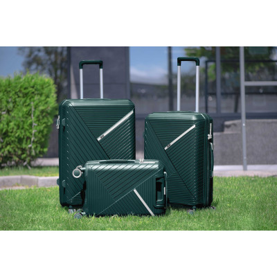2E Набір пластикових валіз , SIGMA,(L+M+S), 4 колеса, смарагд