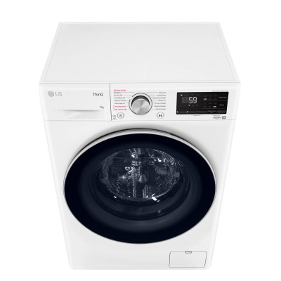 LG Пральна машина фронтальна, 7кг, 1200, A+++, 48см, дисплей, пара, інвертор, білий LG Пральна машина фронтальна, 7кг, 1200, A+++, 48см, дисплей, пара, інвертор, білий