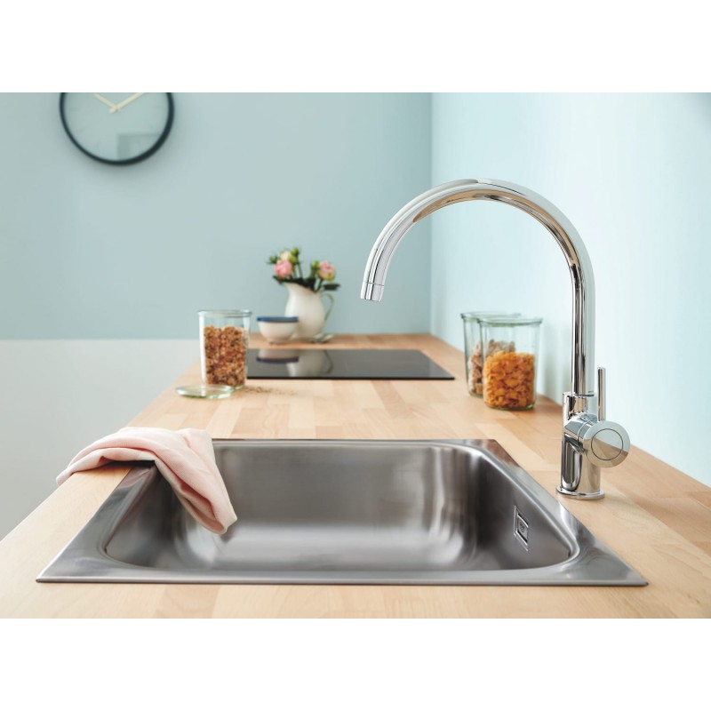 Grohe Змішувач для кухні BauClassic, довж.виливу - 223мм, поворотний, 1важіль, хром