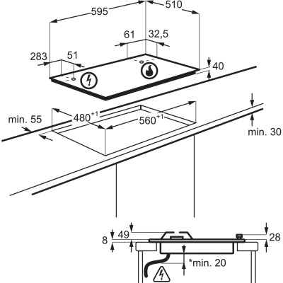 Electrolux Варильна поверхня Electrolux газова, 60см, чавун, чорний