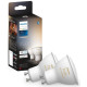Philips Hue Лампа розумна GU10, 5W(50Вт), 2200K-6500K, Tunable white, ZigBee, Bluetooth, димування, 2шт