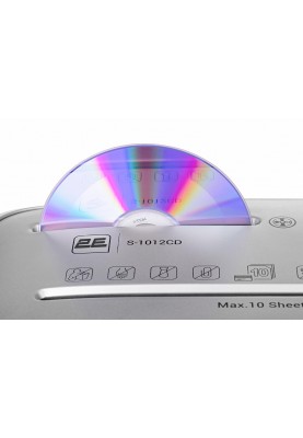 2E Знищувач документів S-1012CD до 10 аркушів, перехресна різка 4x35 мм, 21л + різка CD