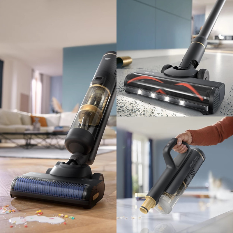 Philips Пилосос безпровідний AquaTrio, вологе прибирання, конт пил -0.42л, автон. робота до 25хв, PowerCyclone Aqua, турборежим, чорний
