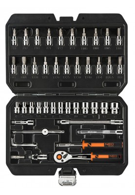Neo Tools Набір інструментів, Набір торцевих головок, 46шт, 1/4", CrV, кейс
