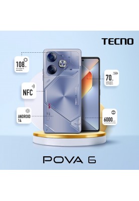 TECNO Смартфон POVA 6 (LI7) 6.78" 12/256ГБ, 2SIM, 6000мА рік, Interstellar Blue