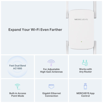 Mercusys Повторювач Wi-Fi сигналу ME50G AC1900 1хGE LAN ext.