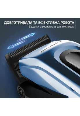 Rowenta Машинка для стрижки Barber Experience, для голови, мережа+акум., роторний мотор DC, насадок-12, нержавіюча сталь з покриттям DLC, синій