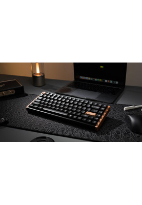 Keychron Клавіатура механічна K2HE 81Key, Gateron Double-Rail Magnetic Nebula, WL/BT/USB-A, QMK, Hot-swap, RGB, дерево, чорний