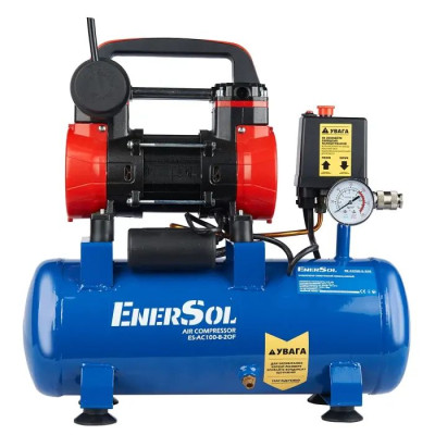 EnerSol Компресор повітряний  ES-AC100-8-2OF безолійний 0.75кВт, 8л, 100л/хв, 8бар, 10кг