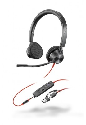 Poly Гарнітура комп'ютерна стерео On-ear Blackwire 3325-M, USB-A, USB-C, всеспрямований, Microsoft Teams, чорний