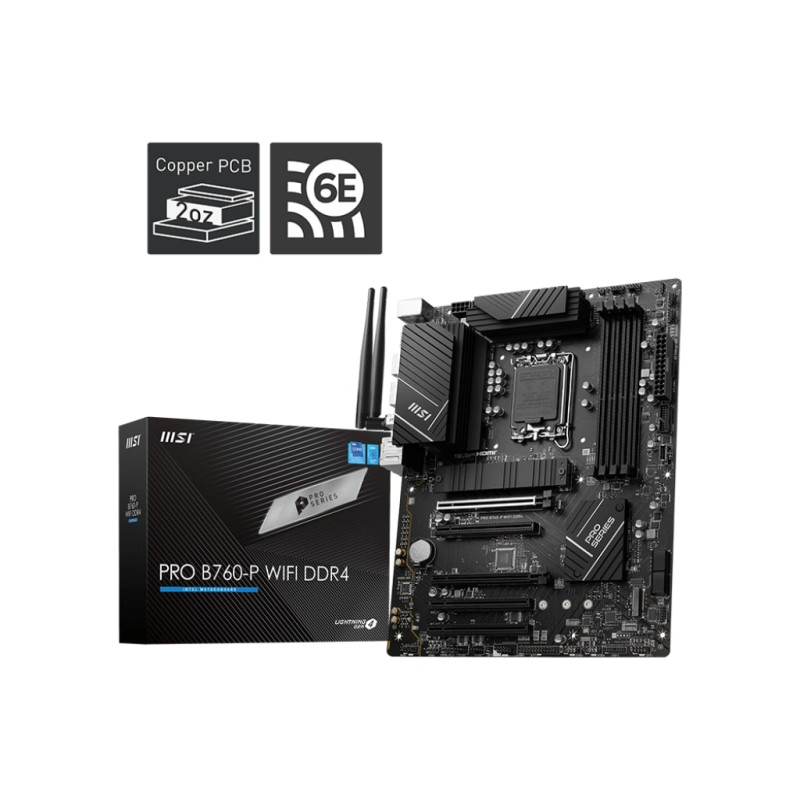 MSI Материнcька плата PRO B760-P WIFI DDR4 s1700 B760 4xDDR4 HDMI DP ATX