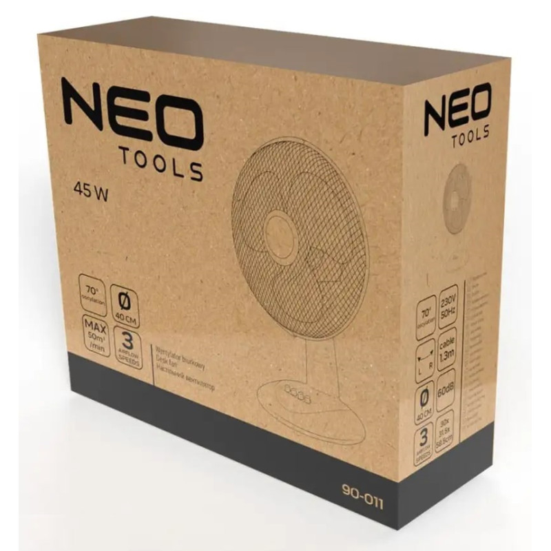 Neo Tools Вентилятор настільний, 40см, 45Вт, білий