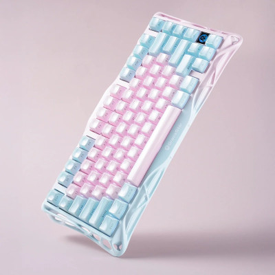 GravaStar Клавіатура механічна GravaStar Mercury K1 Lite 80keys, GravaStar x BSUN Grey, BT/WL/USB, Lumen Rose