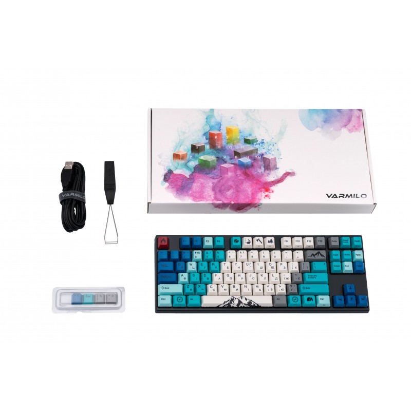 Varmilo Клавіатура механічна VEM87 Summit R1 87Key, EC V2 Ivy, USB-A, EN/UKR, White Led, Синій