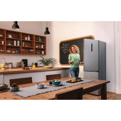 Gorenje Холодильник з нижн. мороз. камерою, 185х60х60см, 2 двері, 210 (110) л, А ++, NoFrost Plus, Зона св-ті, Зовн. Диспл, сірий