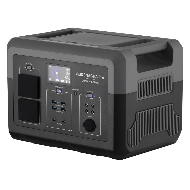 2E Портативна електростанція Snagha PRO, 1200 Вт, 1024 Вт/год, WiFi/BT, швидка зарядка