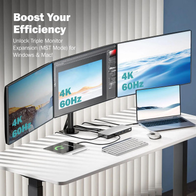 Digitus Док-станція USB-C > 3xHDMI/2xDP/4xUSB-A/USB-C/RJ45/DC/Audio