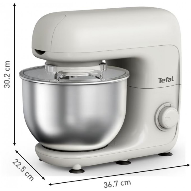 Tefal Міксер планетарний Bake Essential 800Вт, насадки-3, чаша-нерж., метал, 4.8л, білий