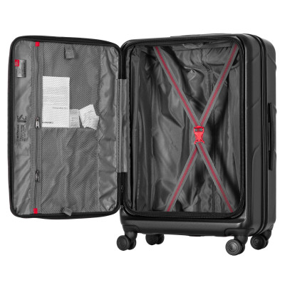 Wenger Валіза Wenger Amplix Hardside Medium, середня, полікарбонат, TSA, 4 колеса, розширення, чорний