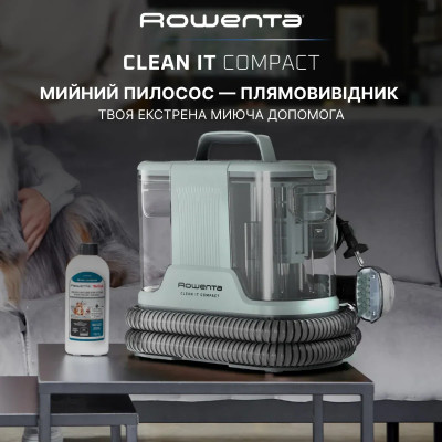 Rowenta Пилосос Rowenta миючий Clean It Compact, 400Вт, конт пилок -0,85л, вода -1,4л, 11500 Па, 4 насадки, зелений Rowenta Пилосос Rowenta миючий Clean It Compact, 400Вт, конт пилок -0,85л, вода -1,4л, 11500 Па, 4 насадки, зелений