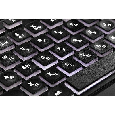 2E Клавіатура мембранна KS120 104key, USB-A, EN/UK/RU, White LED, чорний