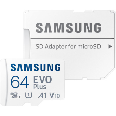 Samsung Мапа пам'яті microSDHC 64GB C10 UHS-I R100MB/s Evo Plus + SD