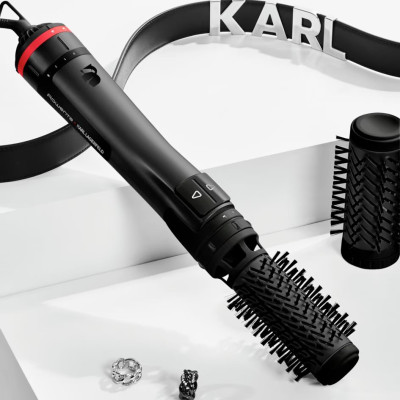 Rowenta Фен-щітка Karl Lagerfeld Activ Keratin&Shine, 1000Вт, 2 режими, іоніз-я, чорний