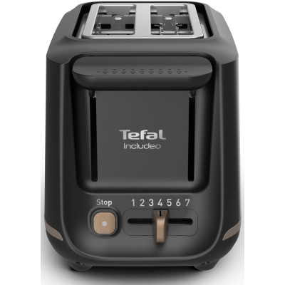 Tefal Тостер Includeo 850Вт, розморожування, щипці, термопластик, чорний