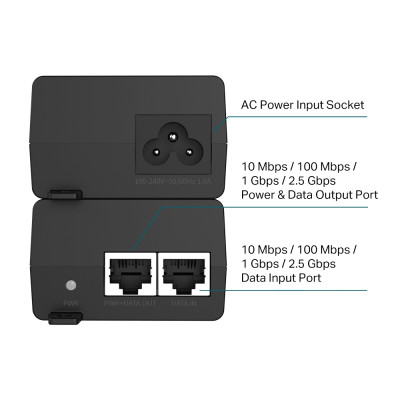TP-Link Інжектор PoE TL-POE260S 1x2.5GE, 1x2.5GE PoE, 30Вт