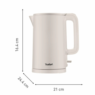 Tefal Електрочайник Thermo Protect, 1.5л, пластик, нержавіюча сталь, бежевий