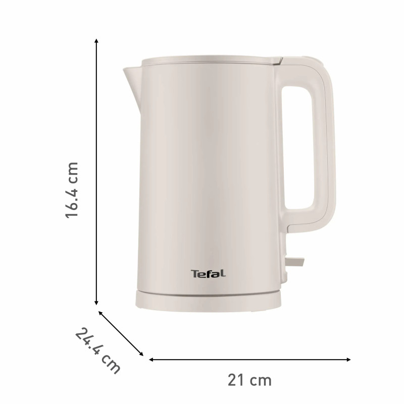 Tefal Електрочайник Thermo Protect, 1.5л, пластик, нержавіюча сталь, бежевий