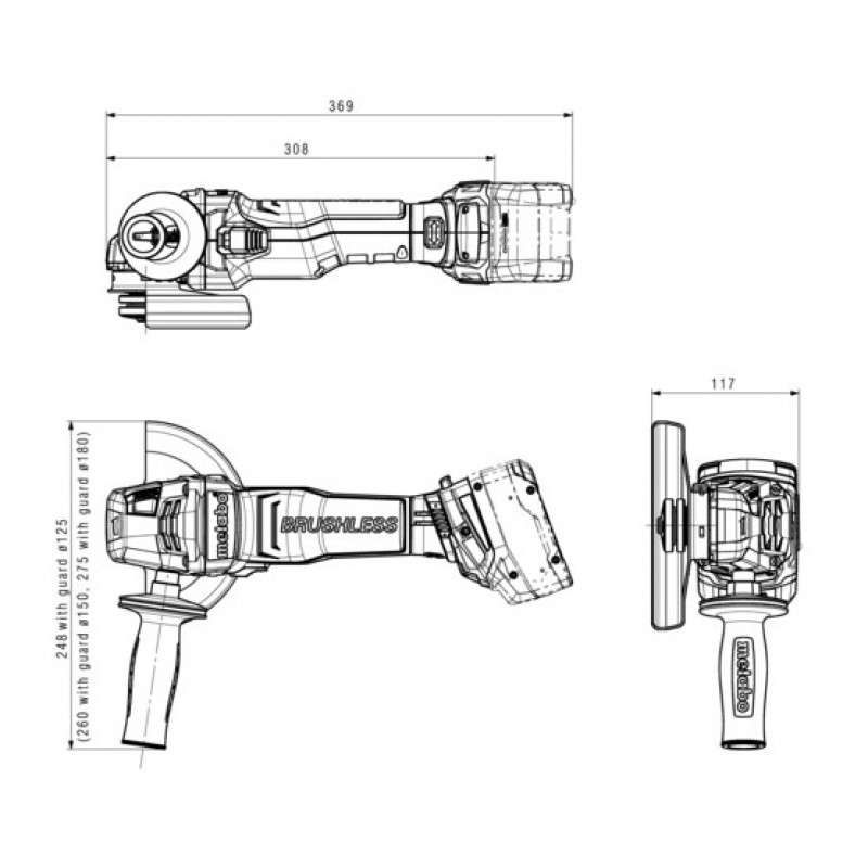 Metabo Шліфмашина кутова акумуляторна WVB 18 LTX BL 15-125 Quick