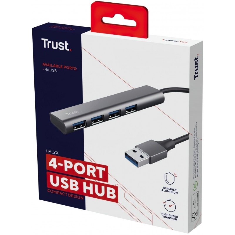 Trust USB-хаб Halyx 4-Port USB-A 3.2 Grey