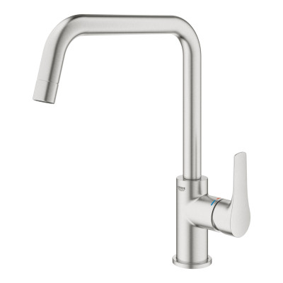 Grohe Змішувач для кухні Via, довж.виливу - 228мм, поворотний, 1важіль, супер сталь