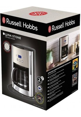 Russell Hobbs Кофеварка крапельна Luna Stone, 1.5л, мелена, LED-дисплей, підігрів чашок, чорно-сріблястий