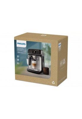 Philips Кавомашина Series 4400 LatteGo, 1.8л, зерно+мелена, автомат.капуч, дисплей, авторецептів -12, біло-срібна