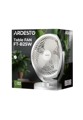 ARDESTO Вентилятор FT-B25W настільний, 15см, 30Вт, білий